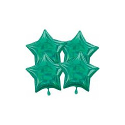 Multi-Pack Iridescent 4 sztuki Star Green balon fo