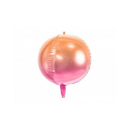 Balon foliowy Kula ombre, różowo-pomarańczowy, 35c