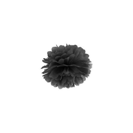 Pompon bibułowy, czarny, 25cm