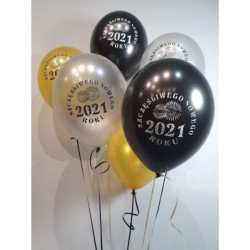 Balon z nadrukiem sylwestrowym 2021r metal 25szt.