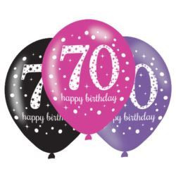 Balonow lateksowych 70 Lat Sparkling Birthday 6szt
