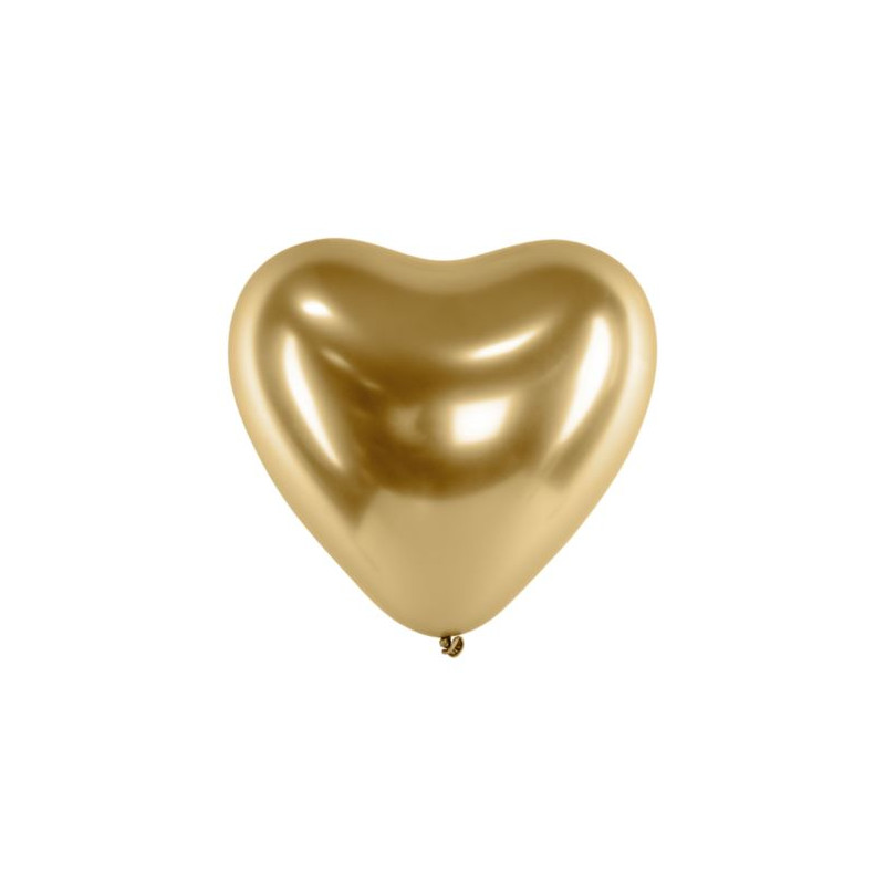 Balony Glossy 27cm, Serca, złoty