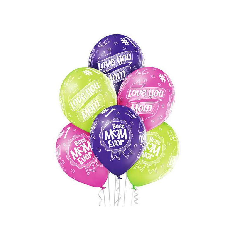 Balony 12" Best Mom Ever 6 szt.