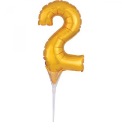 Balon foliowy miniaturowy na patyczku cyfra "2"