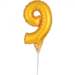 Balon foliowy miniaturowy na patyczku cyfra "9"