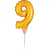 Balon foliowy miniaturowy na patyczku cyfra "9"