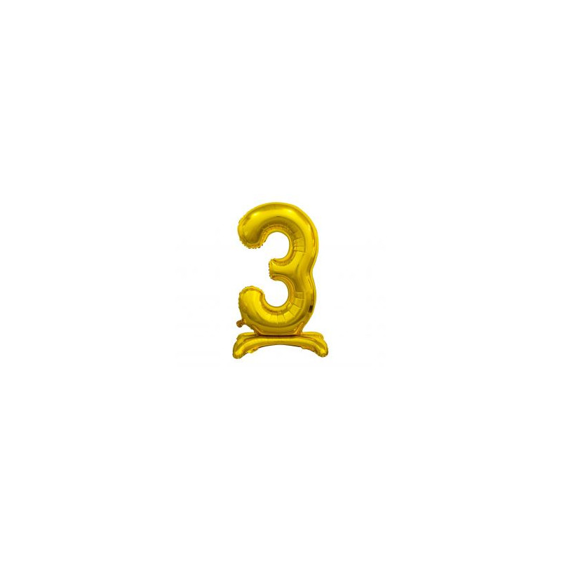 Balon foliowy B&C Cyfra stojąca 3, złota, 74 cm