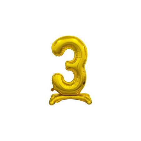 Balon foliowy B&C Cyfra stojąca 3, złota, 74 cm