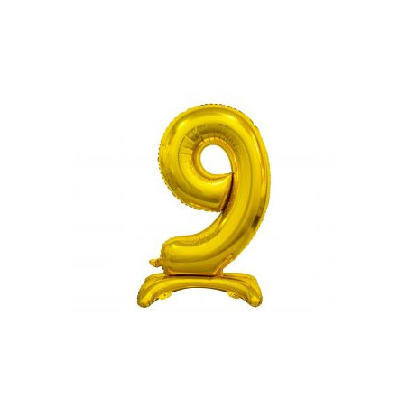 Balon foliowy B&C Cyfra stojąca 9, złota, 74 cm