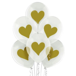 Balony 12" Gold Hearts 6szt.