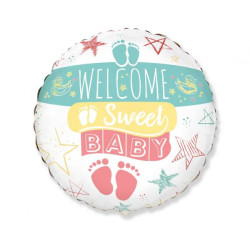 Balon foliowy 18" FX - "Welcome Sweet Baby" (okrąg