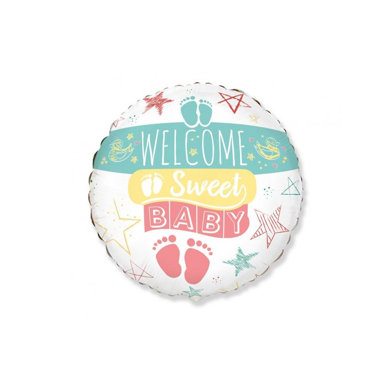 Balon foliowy 18" FX - "Welcome Sweet Baby" (okrąg