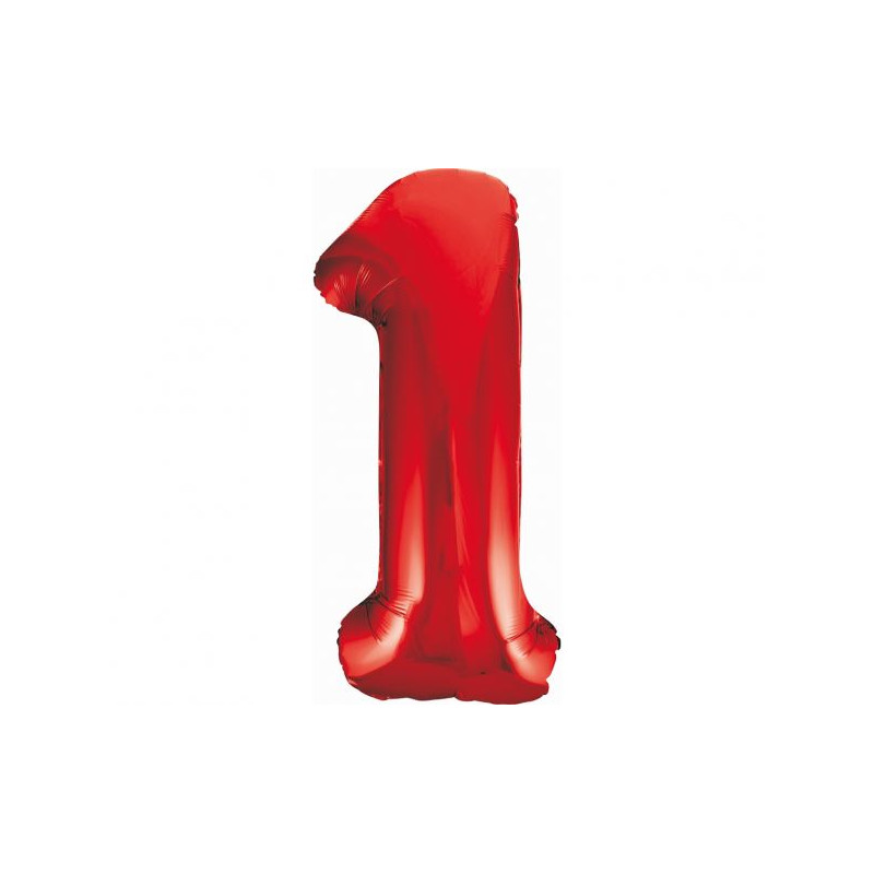 Balon foliowy B&C Cyfra 1, czerwona, 85 cm