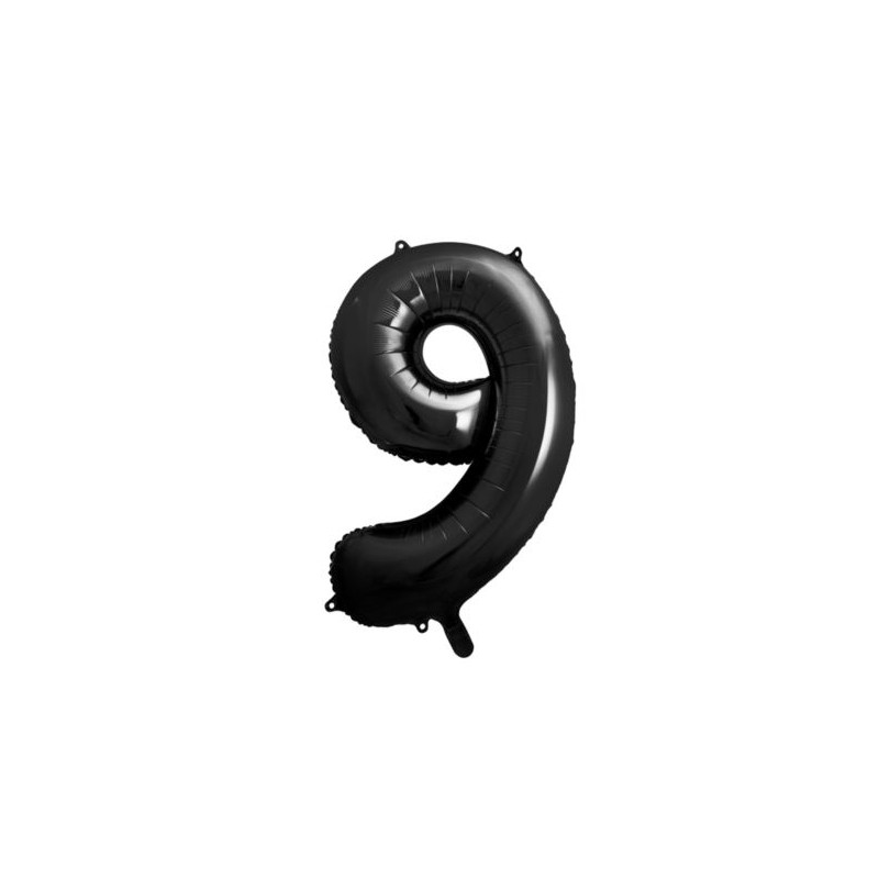 Balon foliowy Cyfra "9", 86cm, czarny