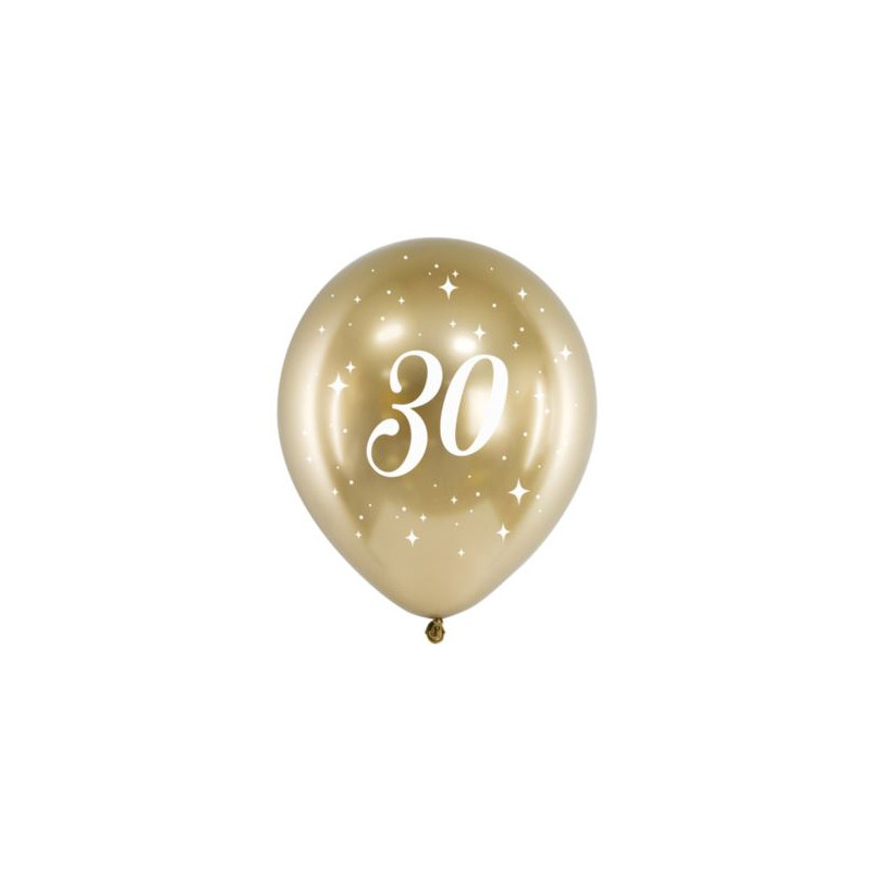 Balony Glossy 30cm, 30, złoty