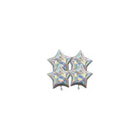 Multi-Pack Iridescent 4 sztuki Star Silver balon f