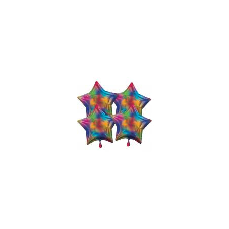 Multi-Pack Iridescent 4 sztuki Star Rainbow balon