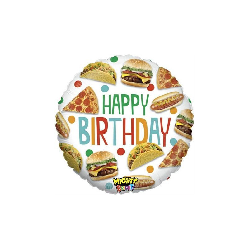 Balon Grabo 21'' Happy Birthday Fast Food