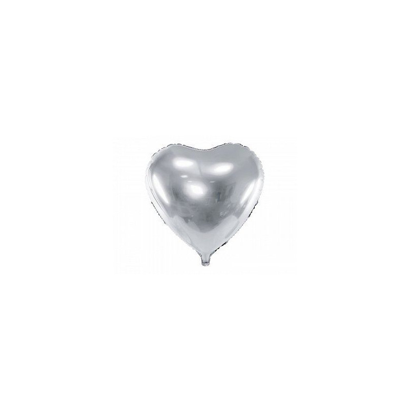 Balon foliowy Serce, 45cm, srebrny 1 szt.