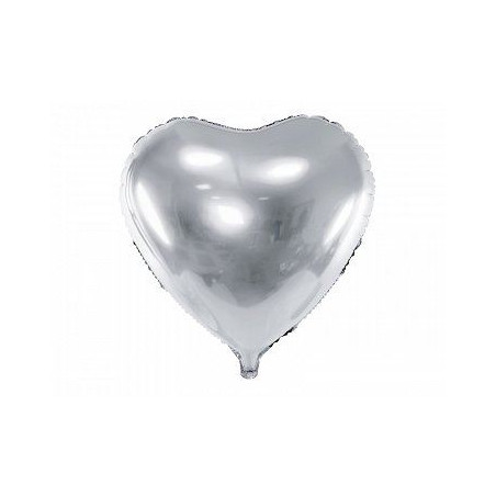 Balon foliowy Serce, 45cm, srebrny 1 szt.