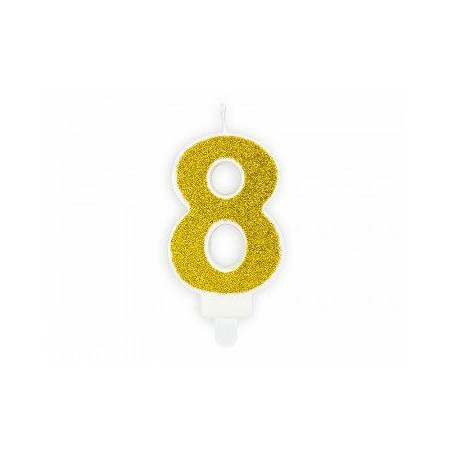 Świeczka urodzinowa Cyferka 8, złoty, 7cm