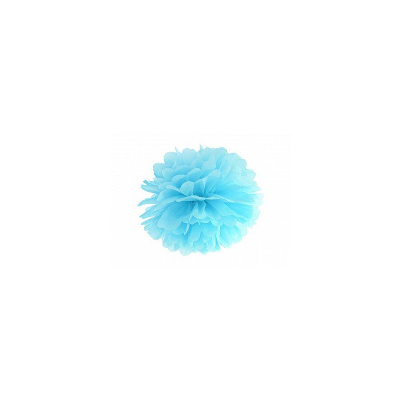 Pompon bibułowy, błękit, 25cm