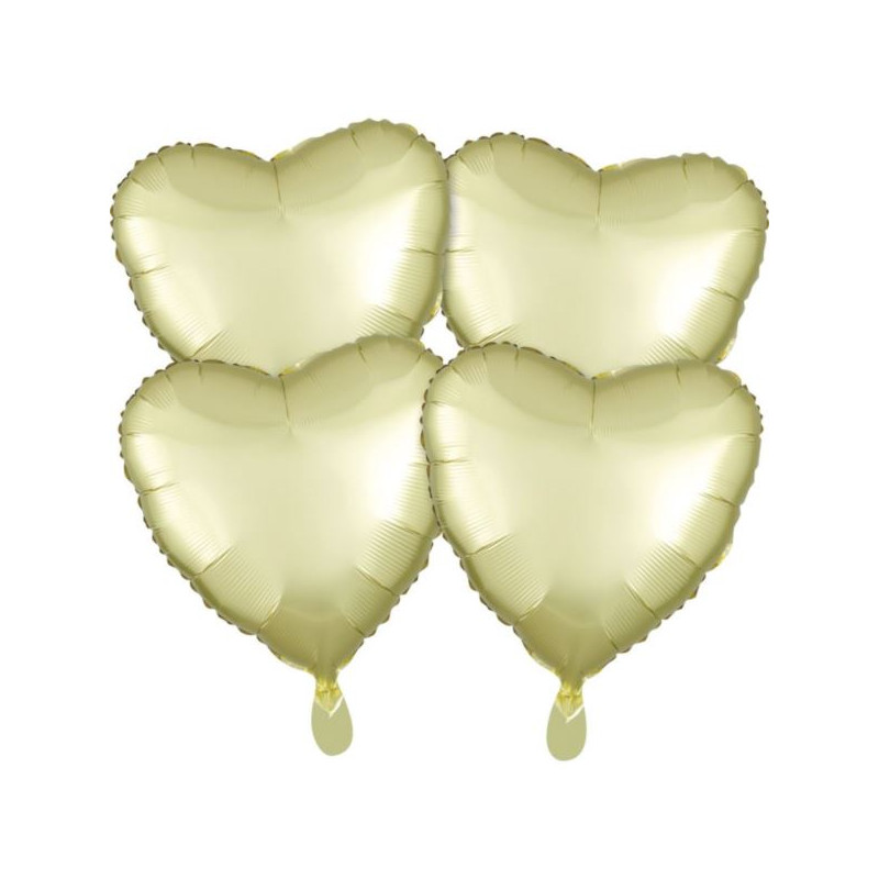 Balony foliowe serca Satin Luxe Pastel Yello 4szt.