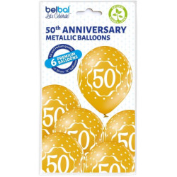 Balon Belbal D11, 30 cm 50th Anniversary, 6 szt