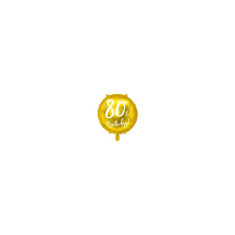 Balon foliowy 80th Birthday, złoty, 45cm
