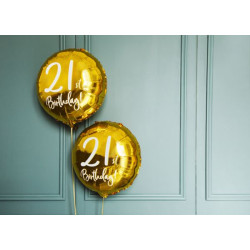Balon foliowy 21th Birthday, złoty, średnica 45cm