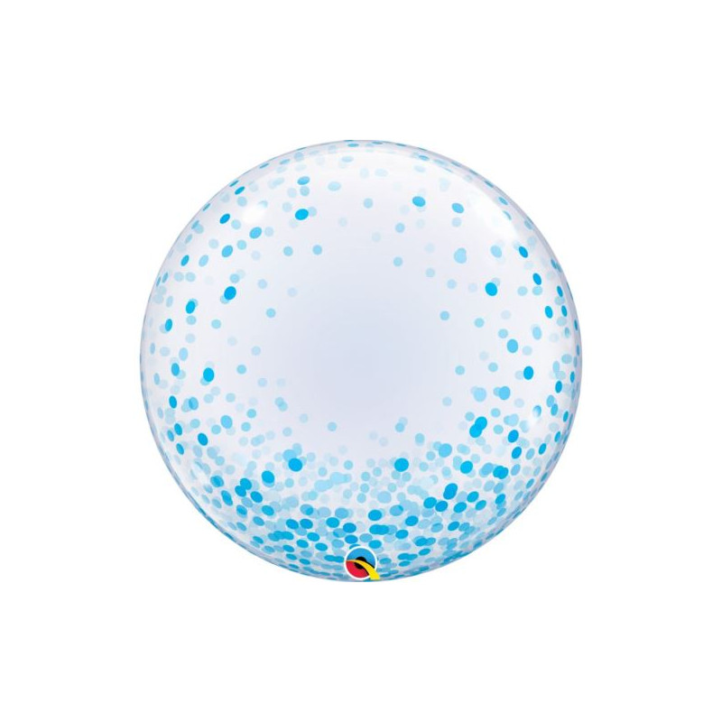 Balon foliowy 24" QL Deco Bubble, błękitne grochy