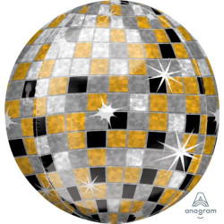 Orbz "Gold Silver Black Disco Ball", balon foliowy