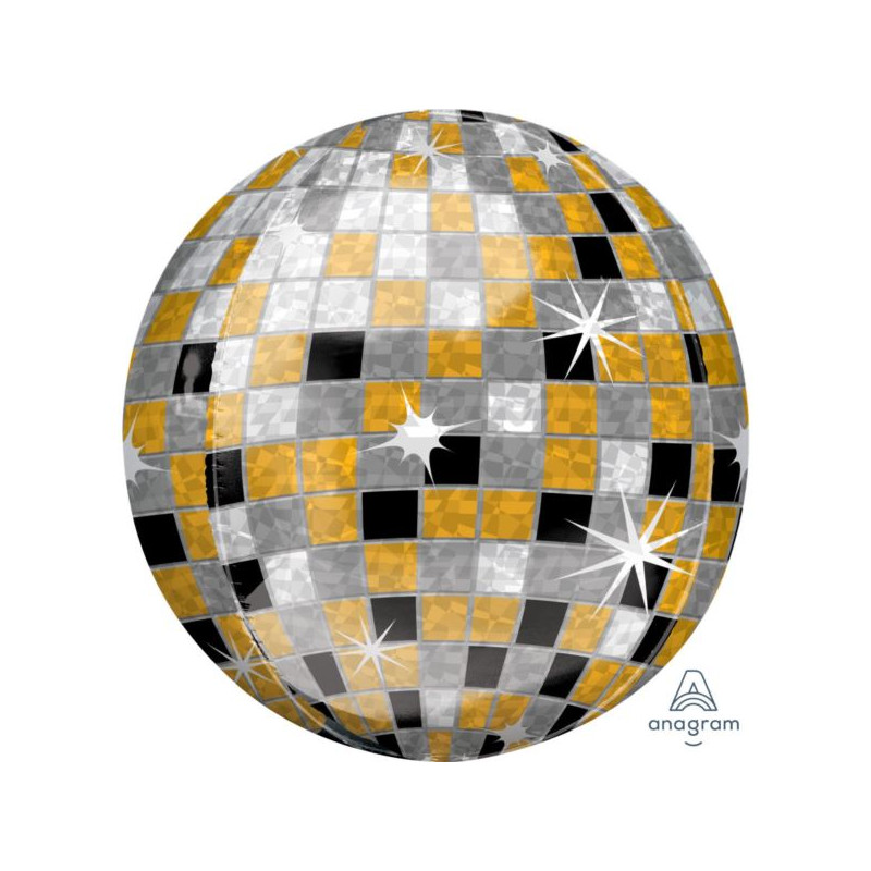 Orbz "Gold Silver Black Disco Ball", balon foliowy