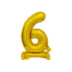 Balon foliowy B&C Cyfra stojąca 6, złota, 38 cm