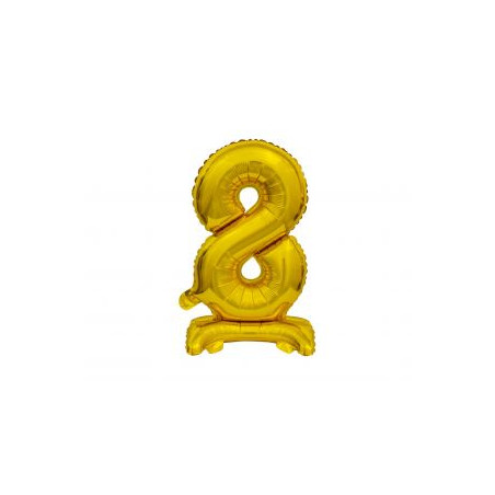 Balon foliowy B&C Cyfra stojąca 8, złota, 38 cm
