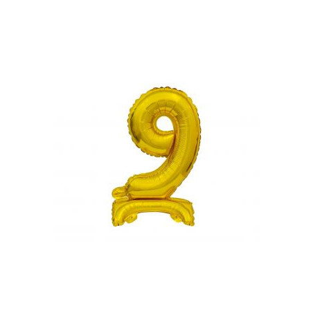 Balon foliowy B&C Cyfra stojąca 9, złota, 38 cm