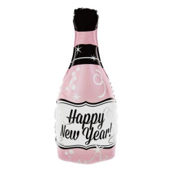 Balon foliowy Szampan Happy New Year Różowy 100cm