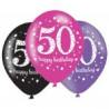 Balony lateksowe 50 Lat Pink Celebration 6szt.