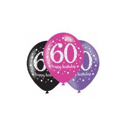 Balony lateksowe 60 lat Pink Celebration 27,5 cm