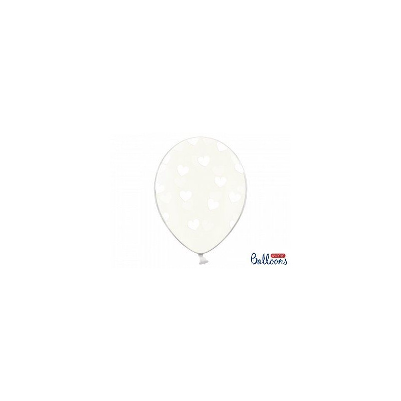 Balony 30cm, Serduszka, Crystal Clear
