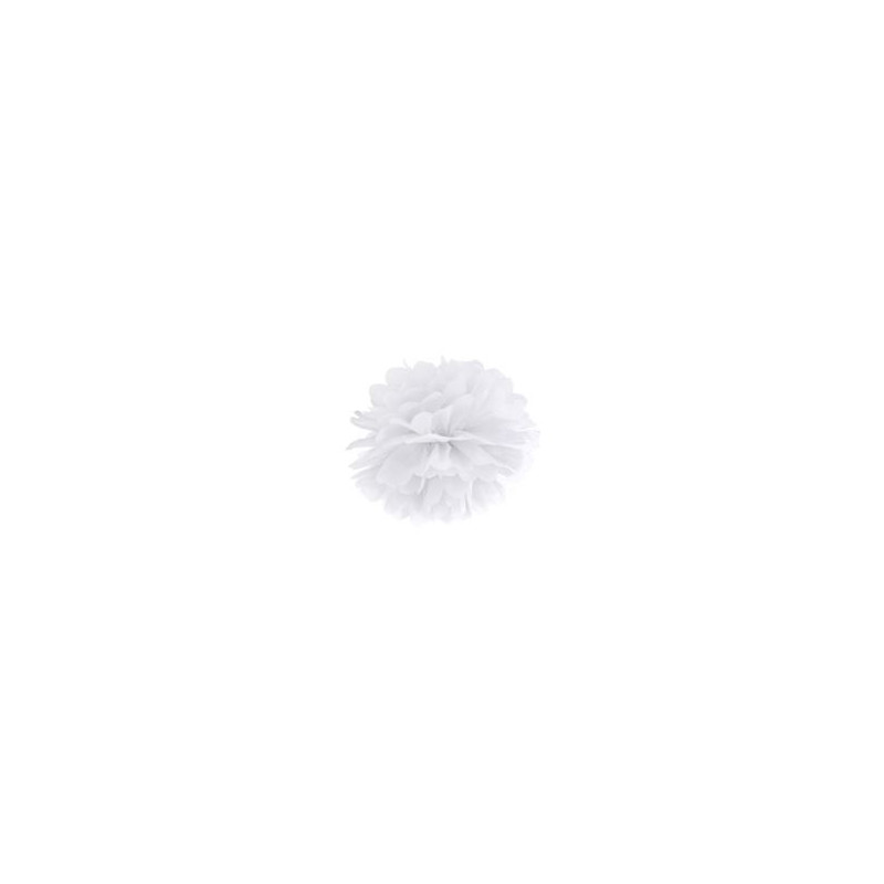Pompon bibułowy, biały, 25cm