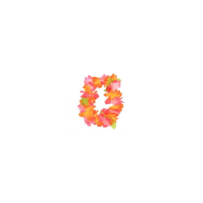 Opaska hawajska, duże kwiaty, pomarańczowo-różowa