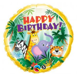 Balon foliowy 18 cali QL, Happy Birthday i dżungla