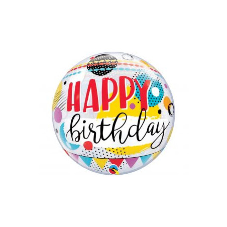Balon foliowy 22 cale QL Bubble Poj. Happy Birthda