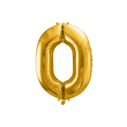 Balon foliowy Cyfra "0", 86cm, złoty
