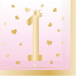 Serwetki 1st urodziny Pink Ombre 33 x 33 cm/16szt