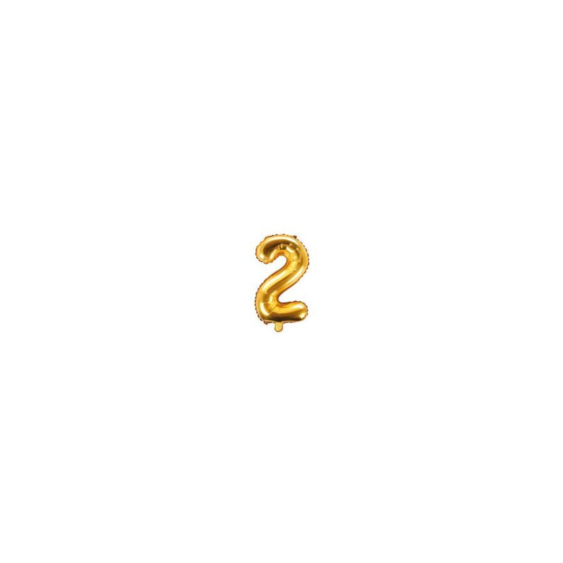 Balon foliowy Cyfra "2", 35cm, złoty