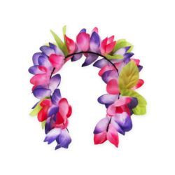 Opaska hawajskie kwiaty pastelowe, fioletowo-różow