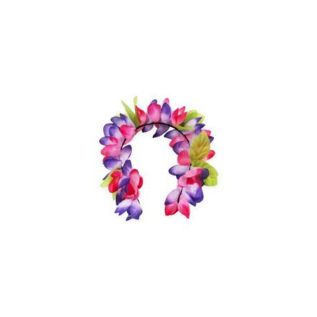 Opaska hawajskie kwiaty pastelowe, fioletowo-różow