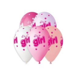 Balony Premium Hel It's a Girl, 13 cali/ 5 szt.